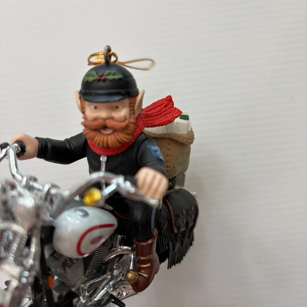 2998 Harley Davidson Special Delivery Elf Christmas Ornament Motorcycle Santa